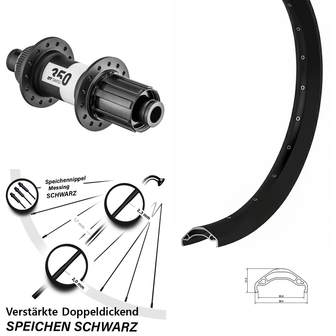 Centerlock Hinterrad 12x148 29 Zoll Ryde Disc 35 DT Swiss 350 8-11 fach HG