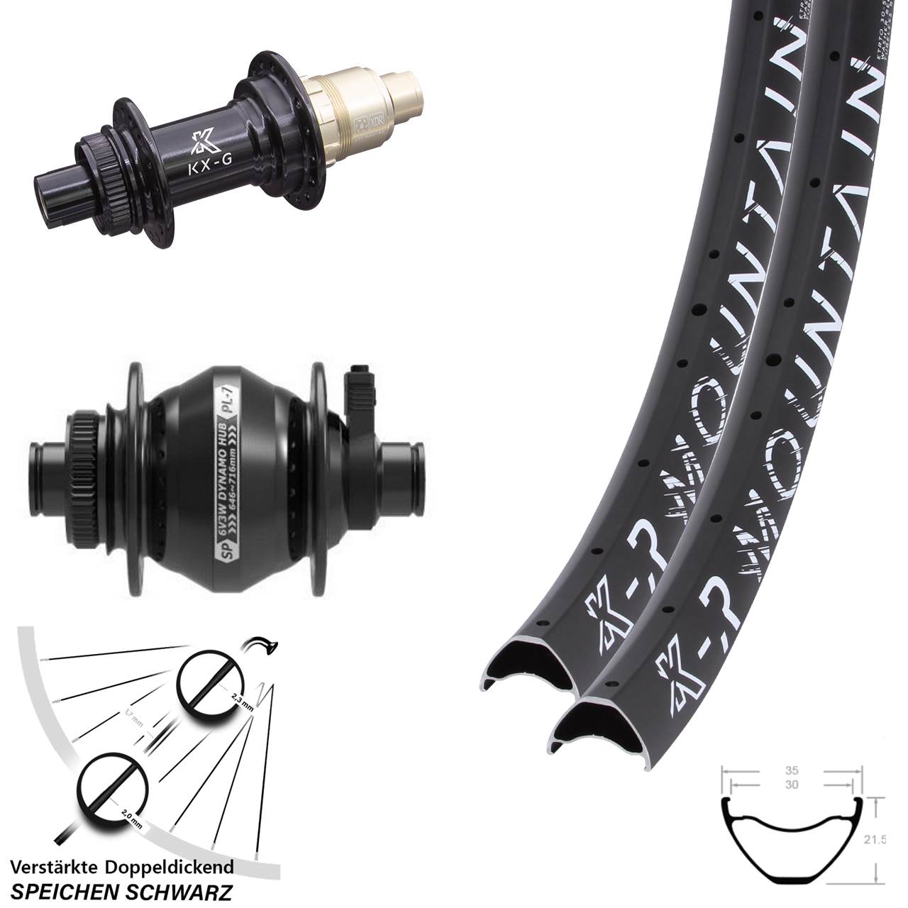 Centerlock Laufradsatz 27,5 Zoll KX-GR Mountain Shutter PL-7 XDR 11-12 fach 12x100/142