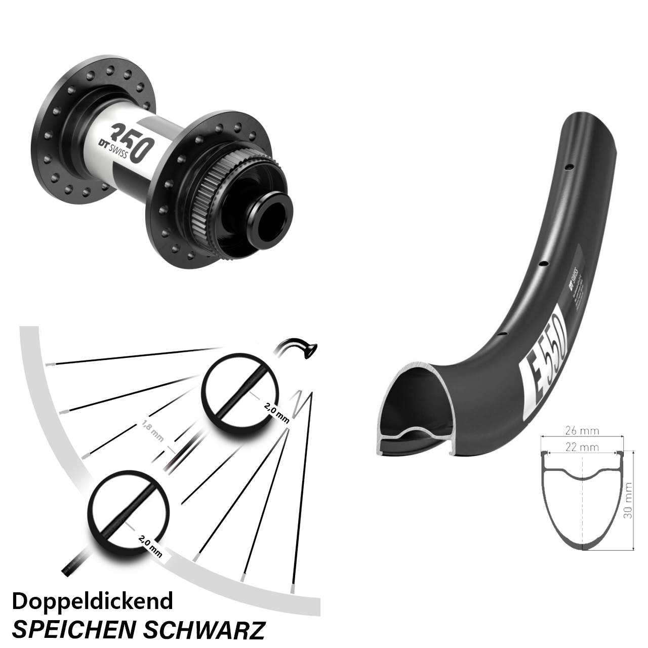 Disc Vorderrad 28 Zoll DT Swiss E550-350 12x100