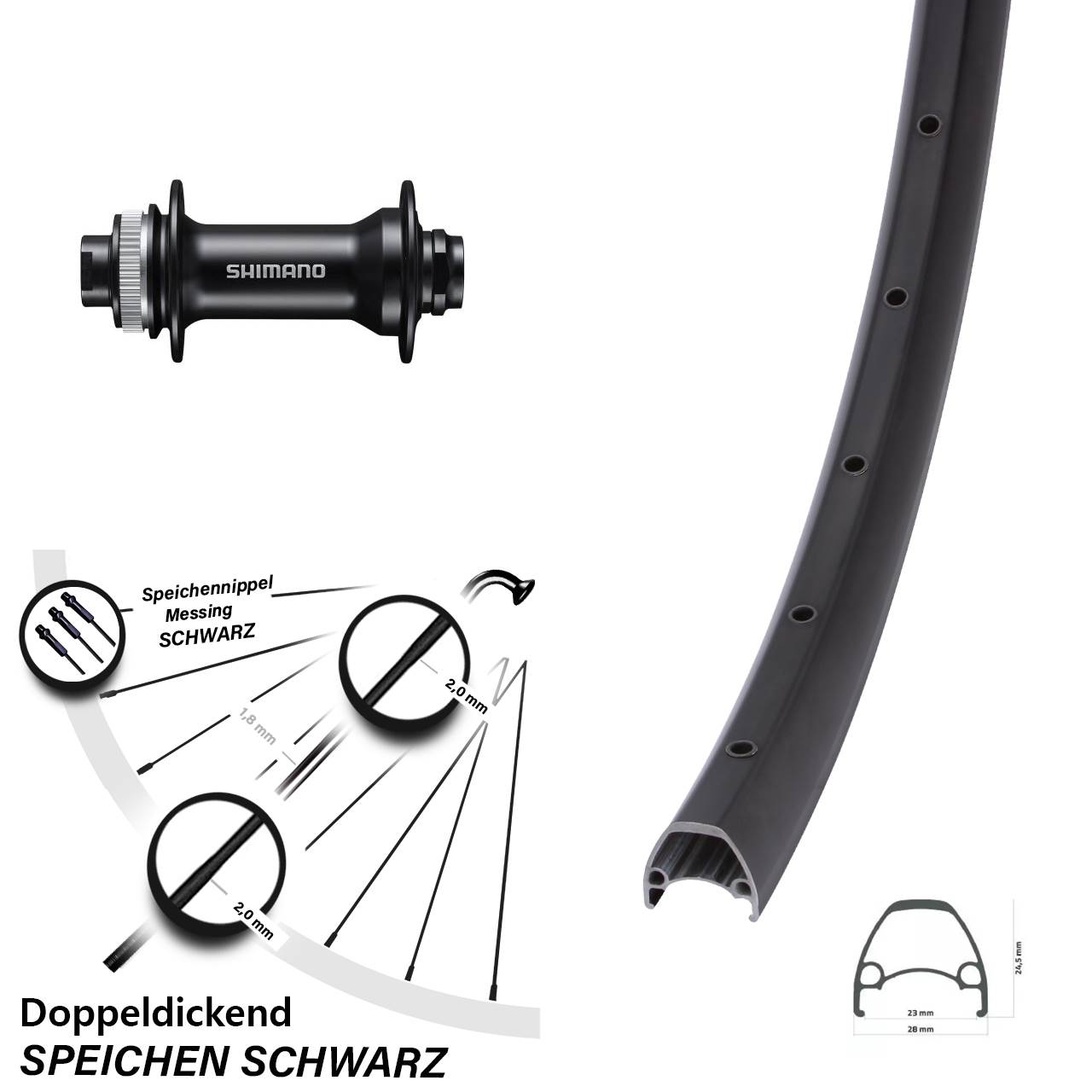 Centerlock Vorderrad 28-29 Zoll Ambrosio Sport Shimano HB-MT400 15x100