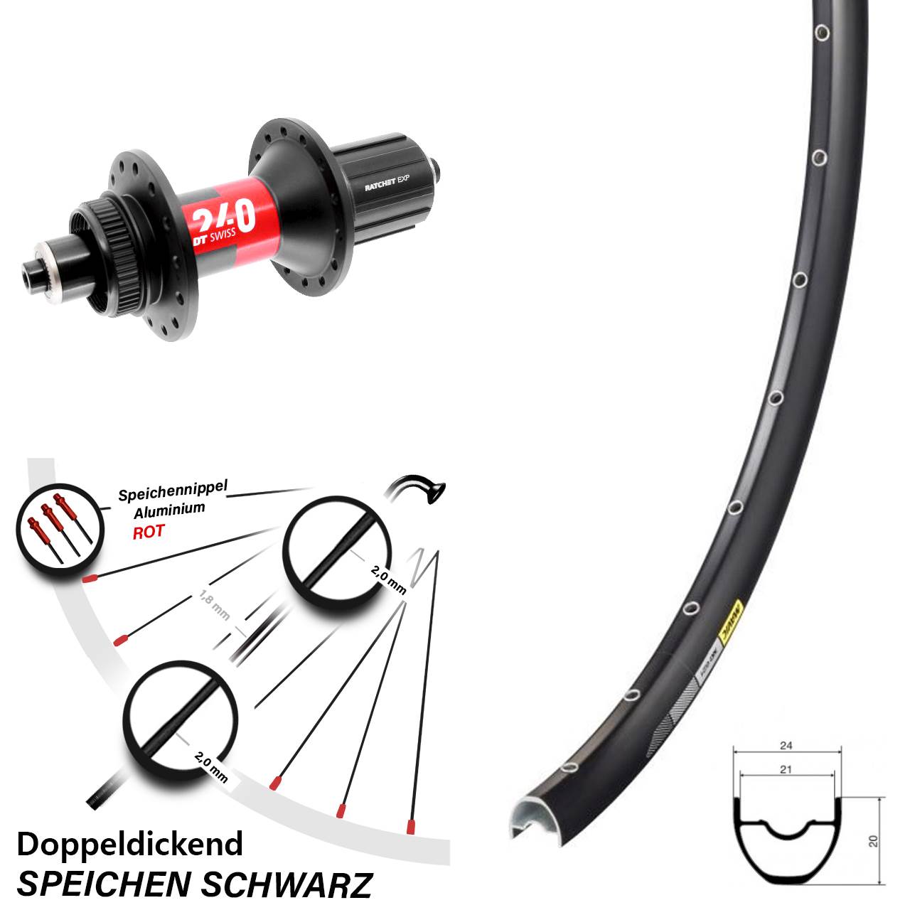 Mavic XC621 DT Swiss 240 28-29 Zoll Hinterrad Centerlock für Schnellspanner 11-12 fach HG