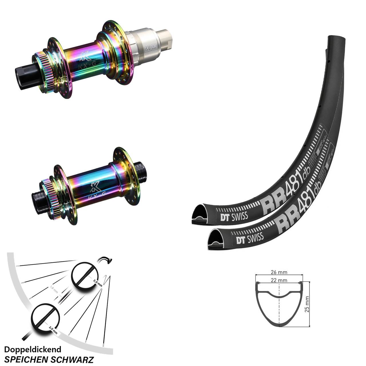 DT Swiss RR 481 28 Zoll Laufradsatz KX-Gravel Oilslick Sram XDR Centerlock Steckachse
