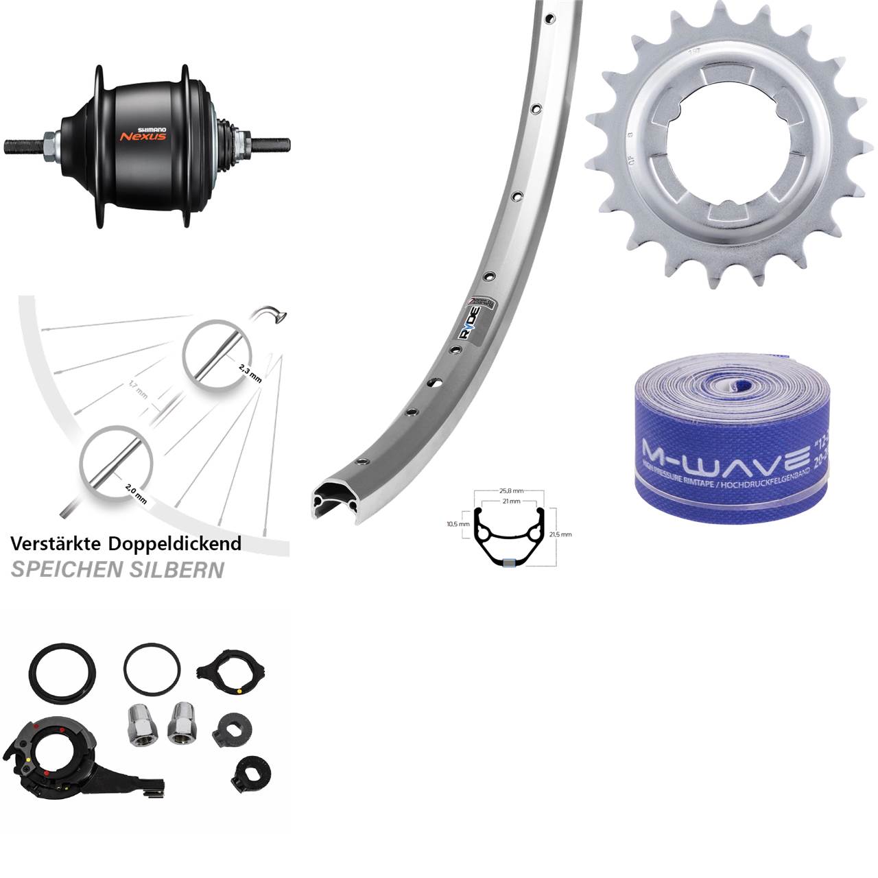 Hinterrad 26 Zoll Ryde Zac 421 Shimano Nexus 8 Gang Freilauf