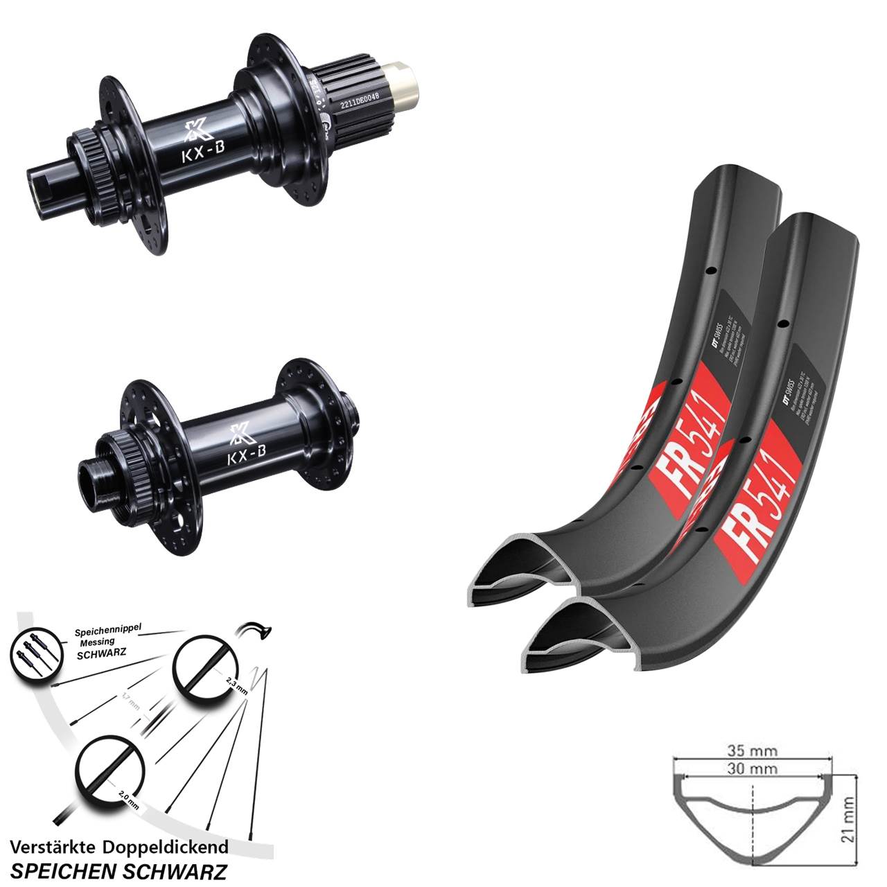 Centerlock Laufradsatz 27,5 Zoll DT Swiss FR 541 KX-B Micro Spline 15x110 12x148 Boost