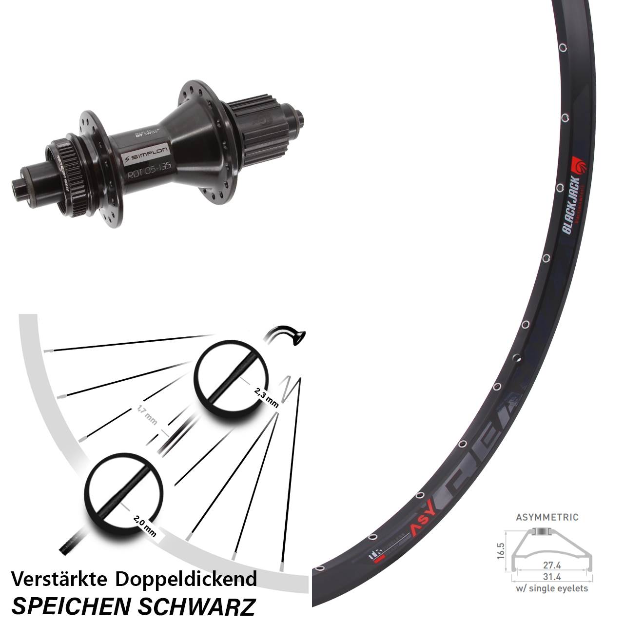 Disc Hinterrad QR 27,5 Zoll Rodi Ready 27 DT Swiss 370 Hybrid Shimano Micro Spline