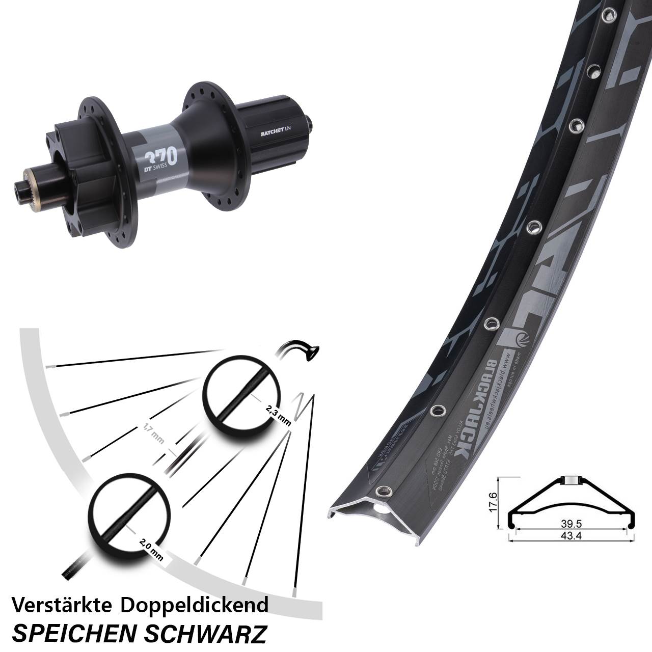 Rodi Ready 40 DT Swiss 370 27,5 Zoll 6-Loch Hinterrad QR Boost 8-11 fach HG
