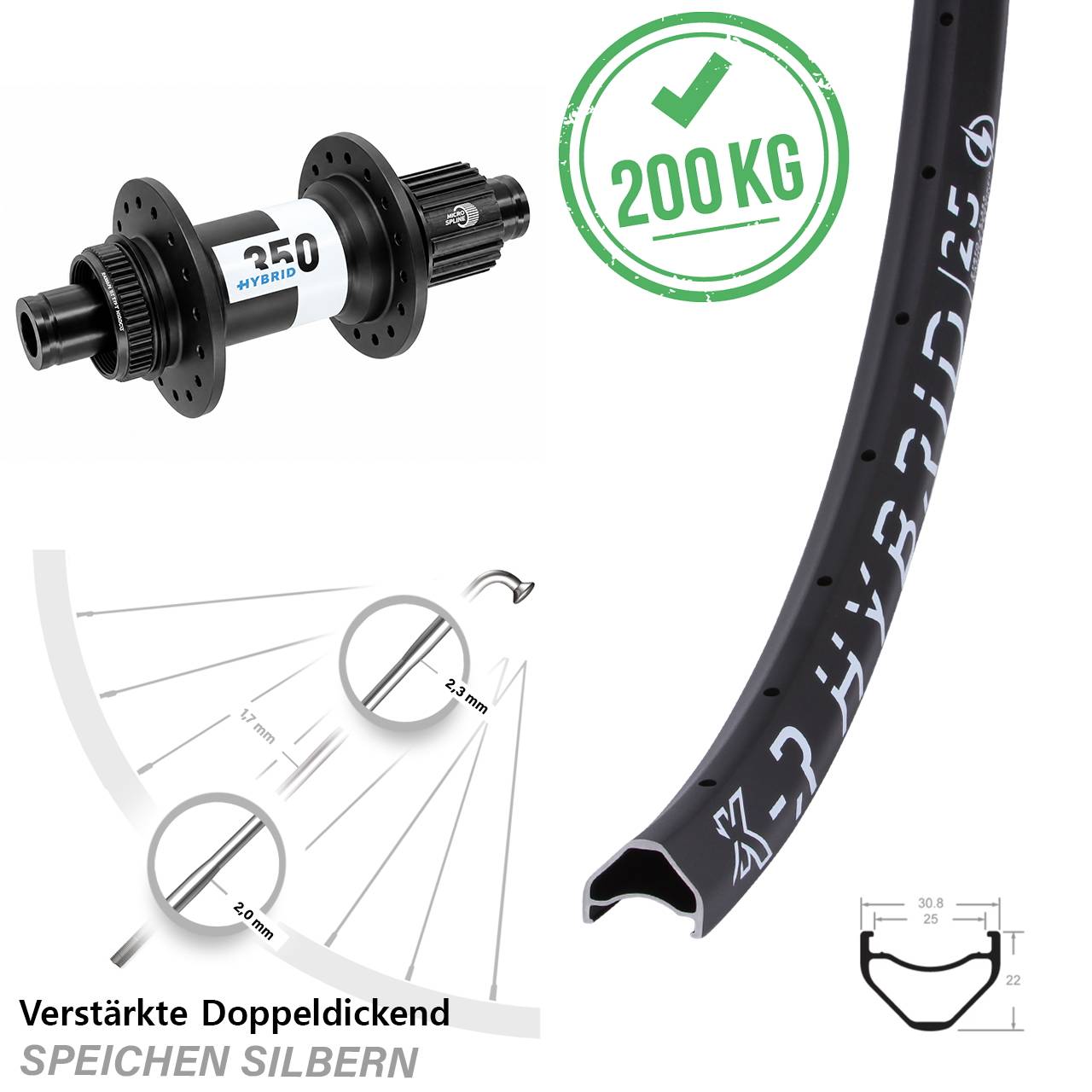 Boost Disc Laufrad 12x148 29 Zoll KX-R Hybrid 25 DT Swiss 350 Shimano Micro Spline