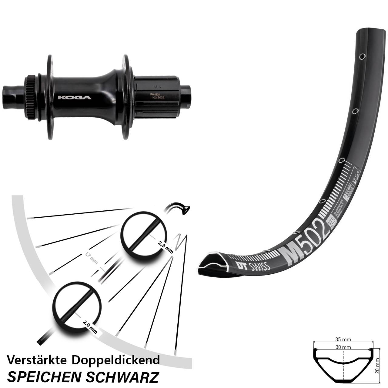 DT Swiss M 502 Formula ECT-148S 27,5 Zoll Centerlock Hinterrad 12x148 8-11 fach HG