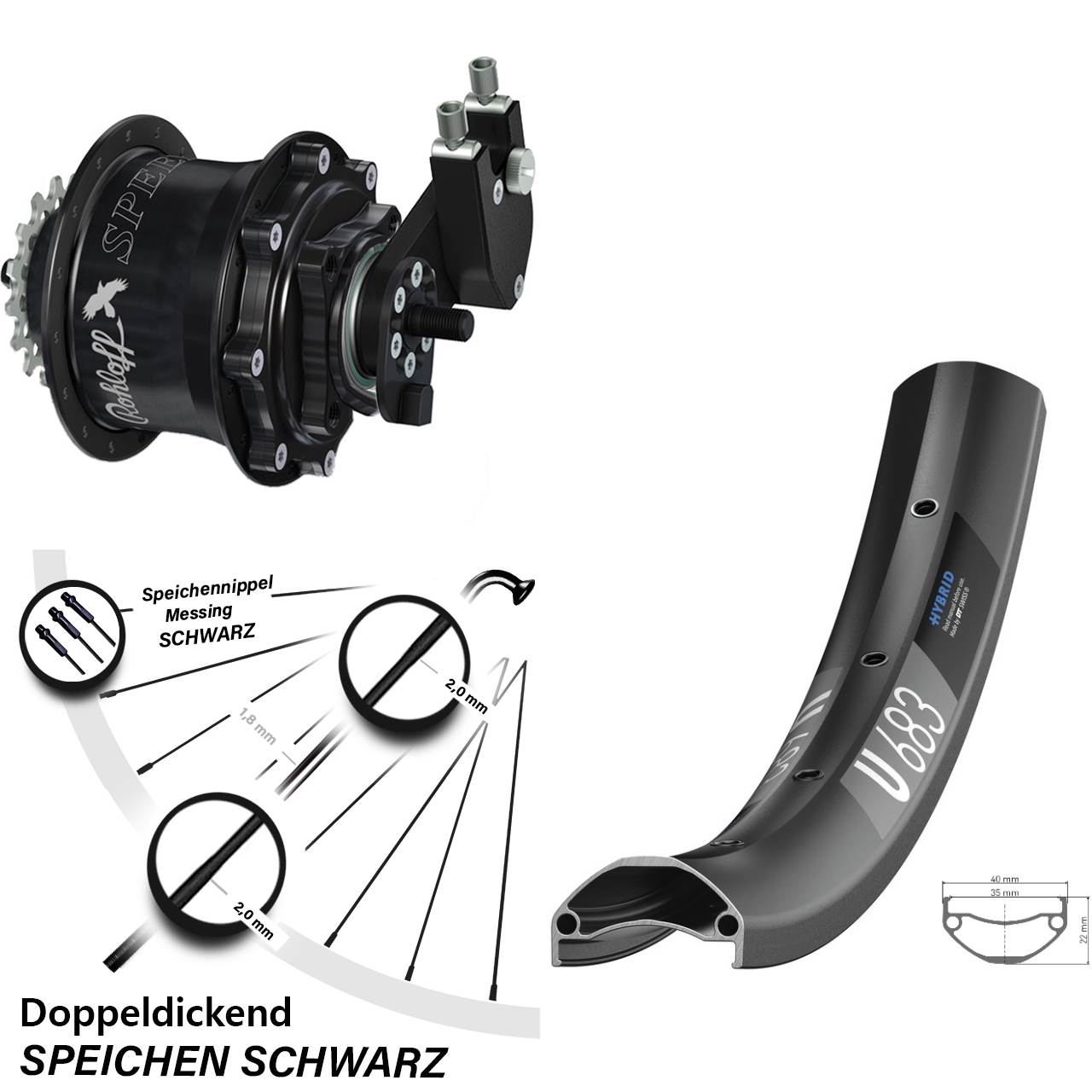 27,5 Zoll Rohloff TS DB OEM Hinterrad DT Swiss U683