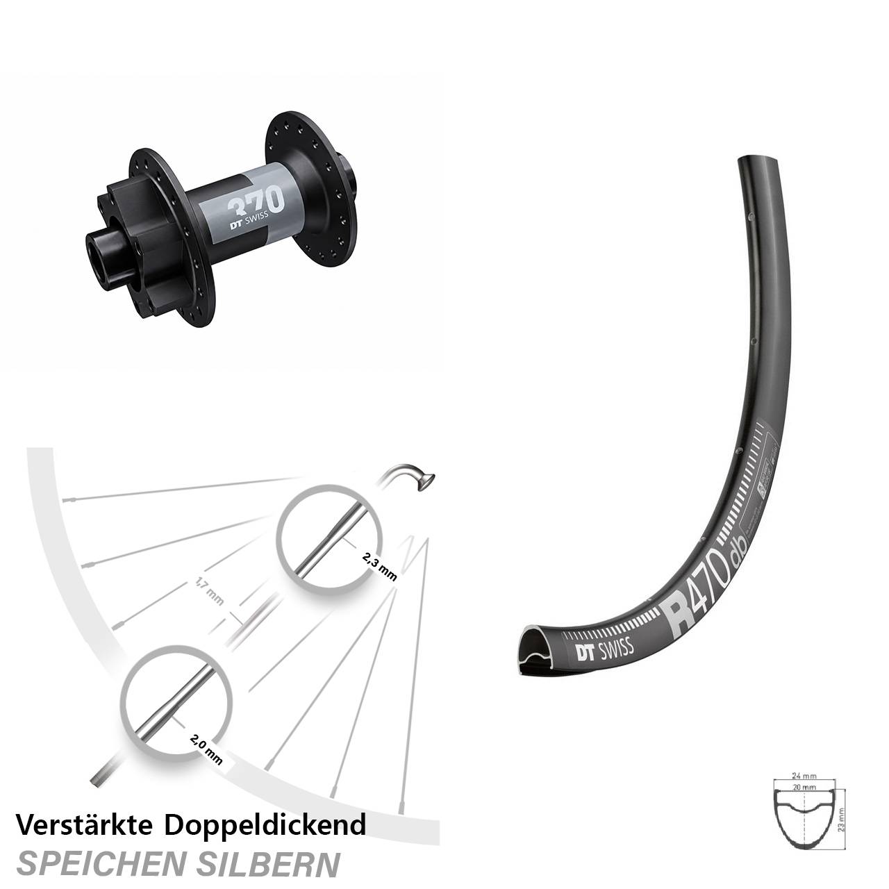 6-Loch Vorderrad 28 Zoll DT Swiss R470-370 12x100