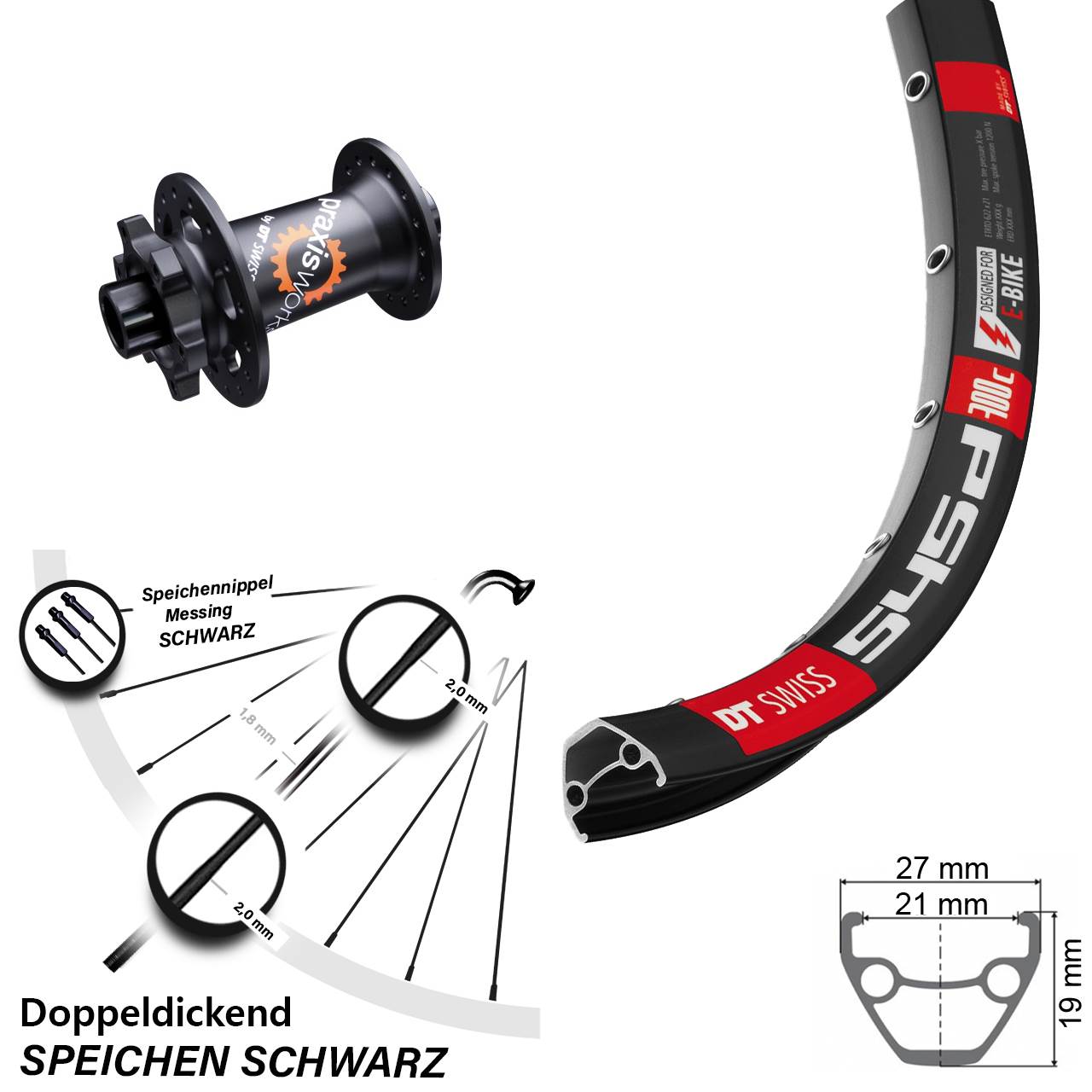 Disc Laufrad 12x100 28 Zoll DT Swiss 545 350