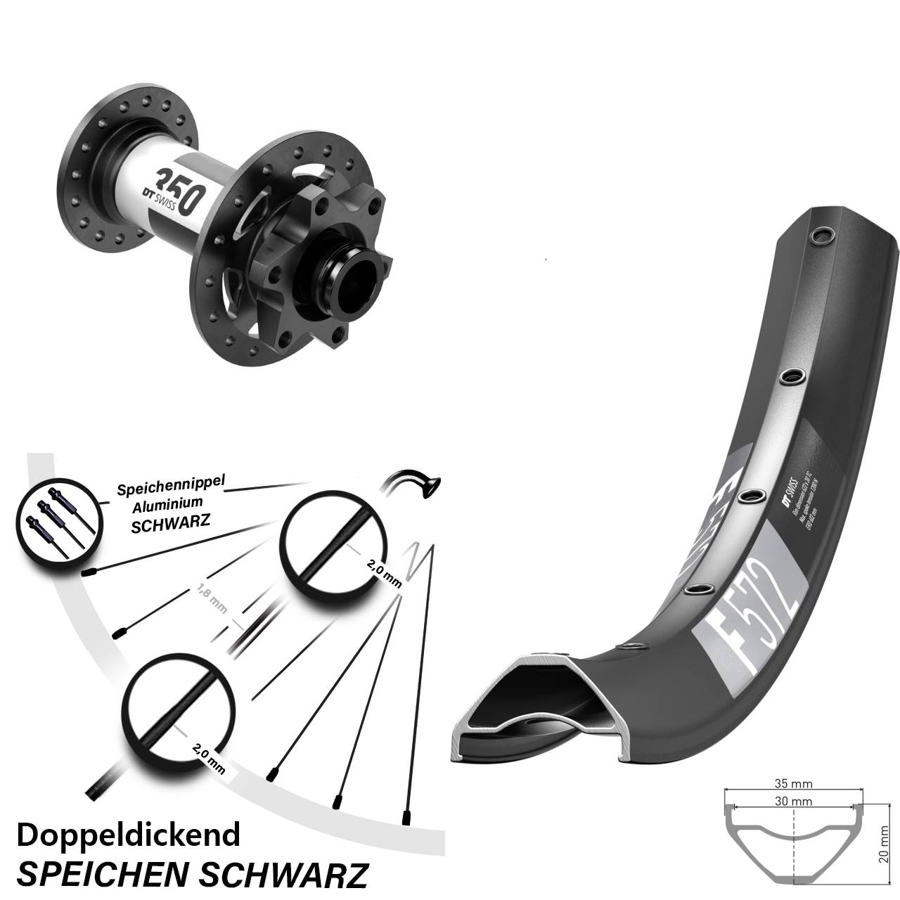 27,5 Zoll DT Swiss F572-350 6-Loch Vorderrad 15x110 Boost