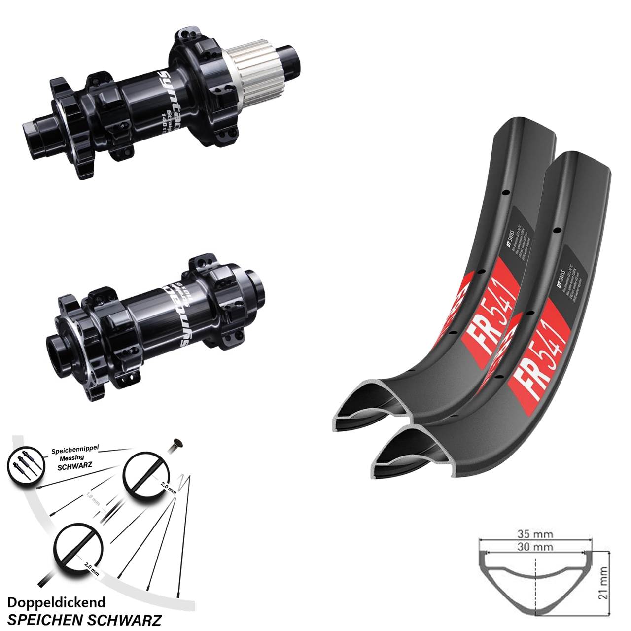Laufradsatz 27,5 Zoll DT Swiss FR 541 Syntace Boost Straightpull Micro Spline 12-fach