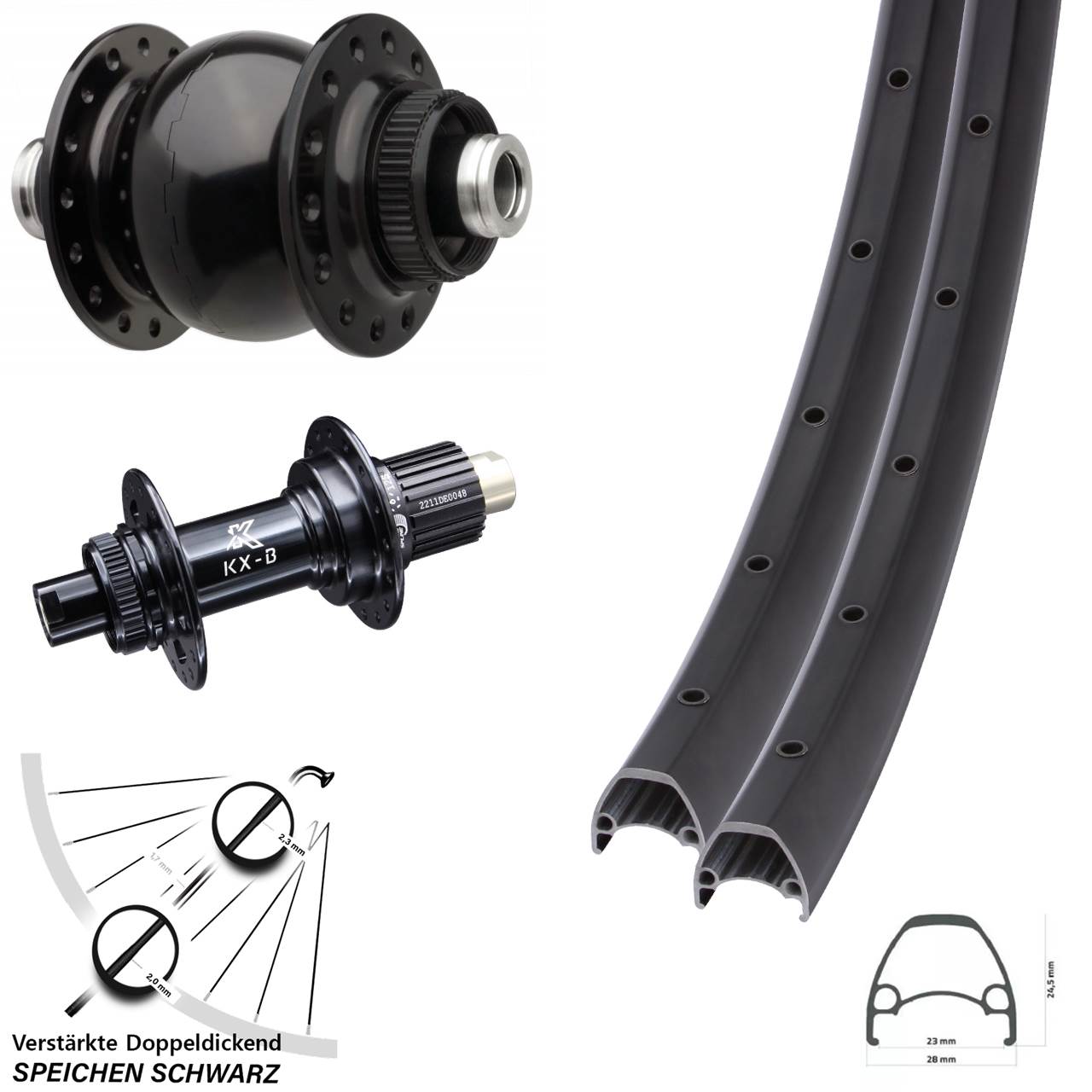 Ambrosio Sport KX-B SON 28 28-29 Zoll Disc Laufradsatz Boost Micro Spline