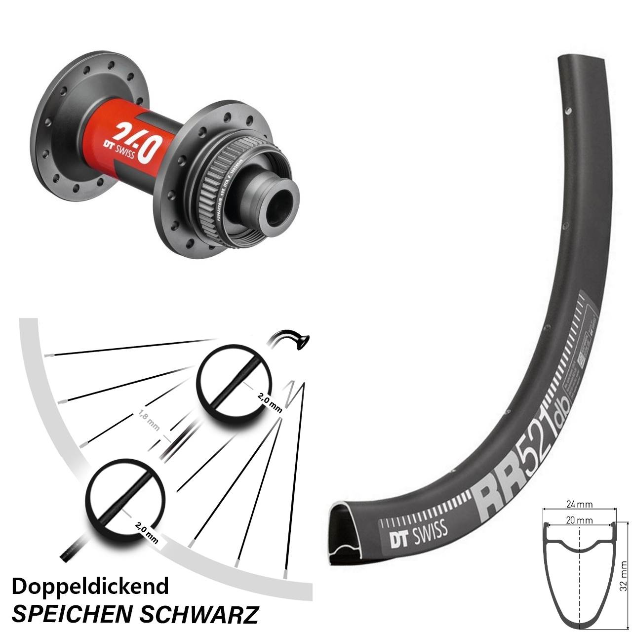 Disc Vorderrad 28 Zoll RR 521 DT Swiss 240 12x100