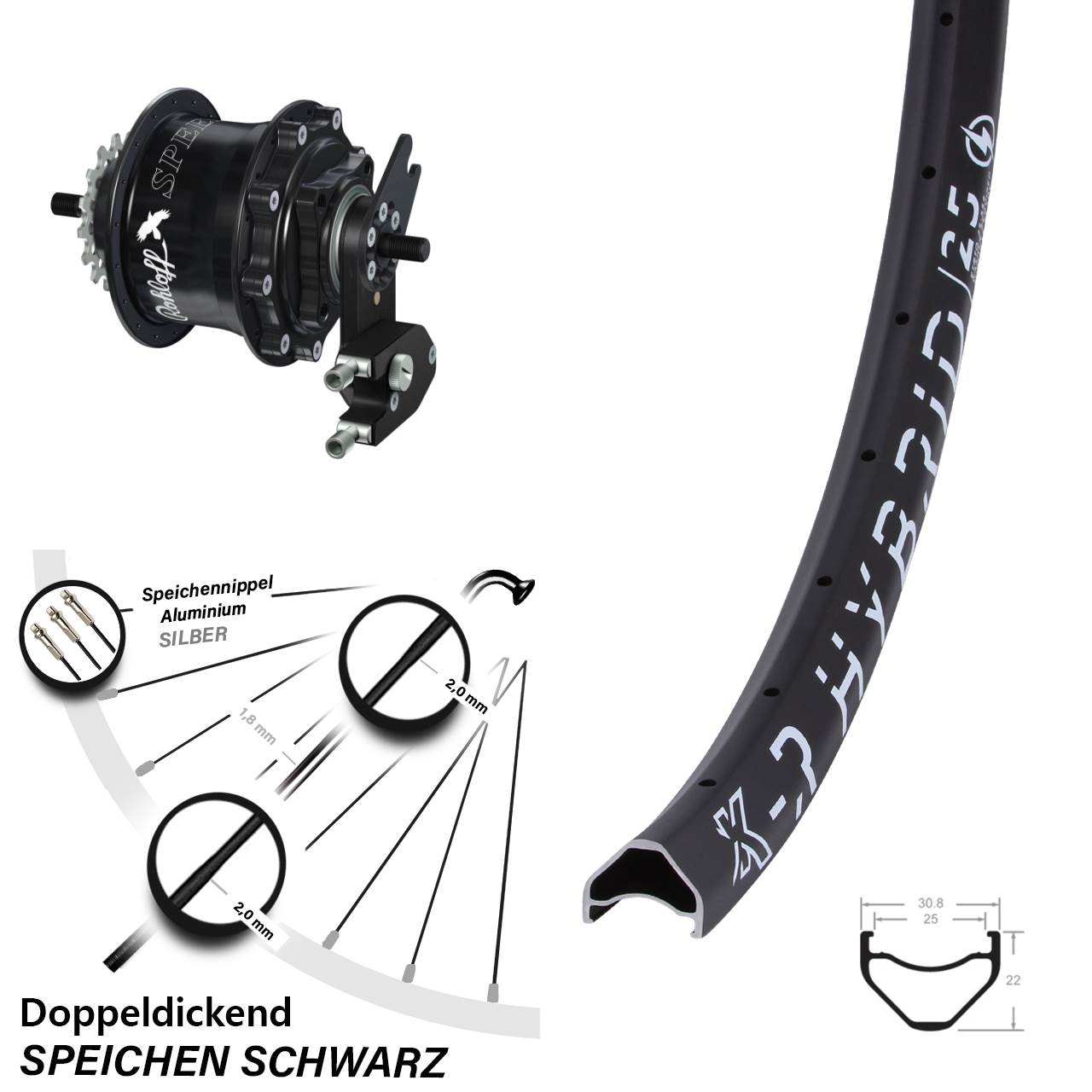 KX-R Hybrid 25 Rohloff Speedhub TS DB OEM2 28-29 Zoll Disc Laufrad