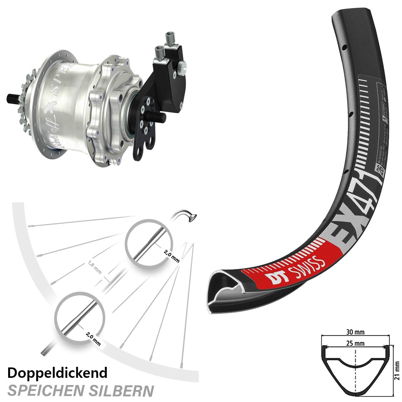 Disc Hinterrrad 27,5 Zoll DT Swiss EX 471 Rohloff Speedhub TS DB
