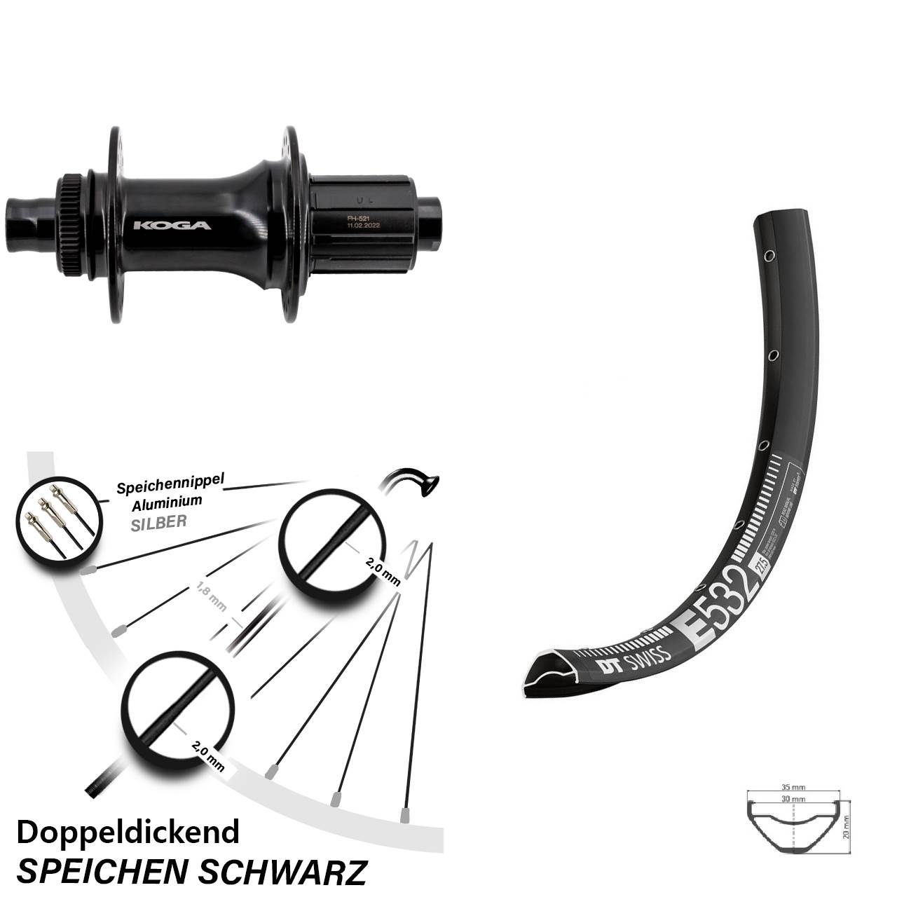 27,5 Zoll DT Swiss E 532 Formula ECT-148S Disc Laufrad 12x148 8-11 fach HG