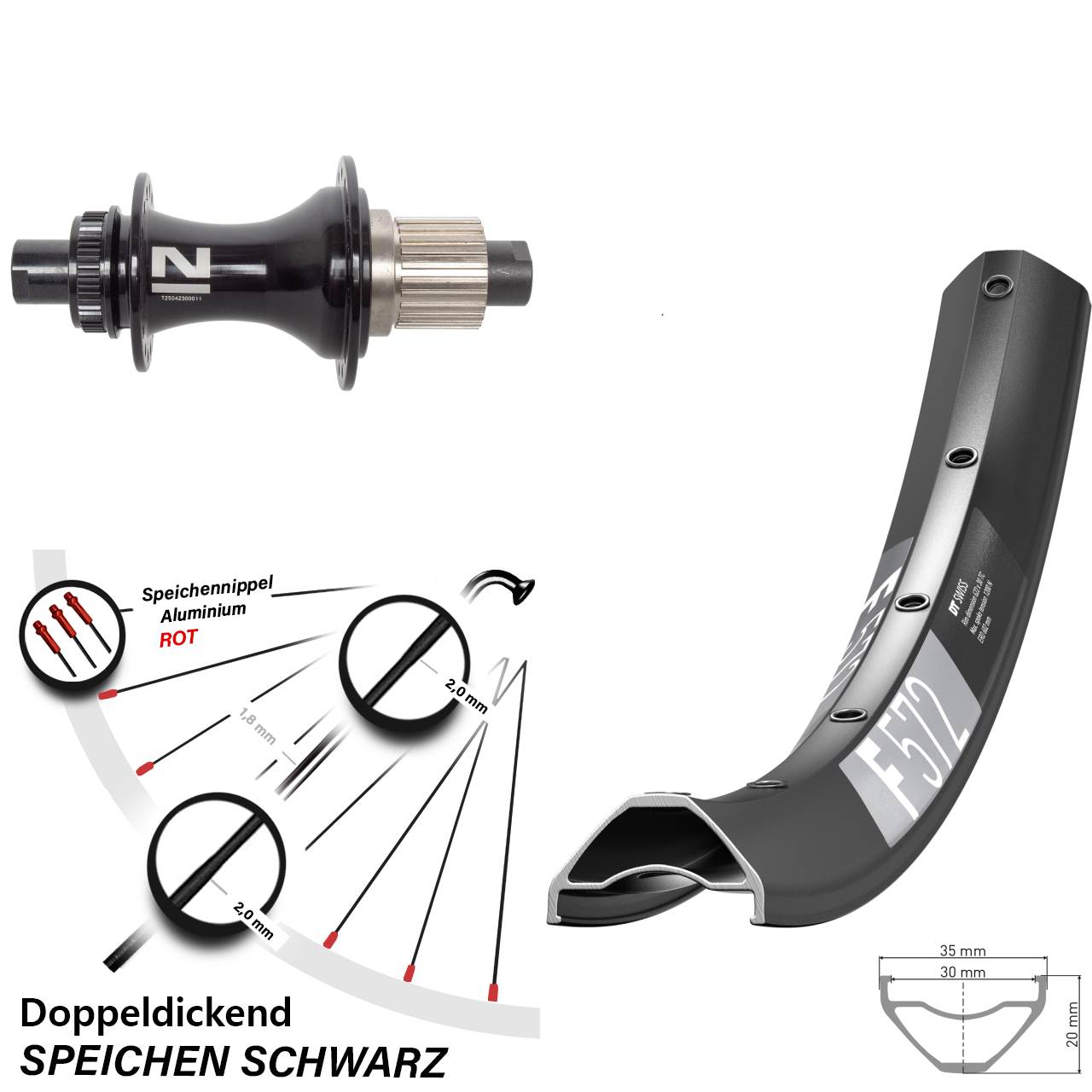 Disc Hinterrad 29 Zoll DT Swiss F 572 Novatec D462 Micro Spline 12x148