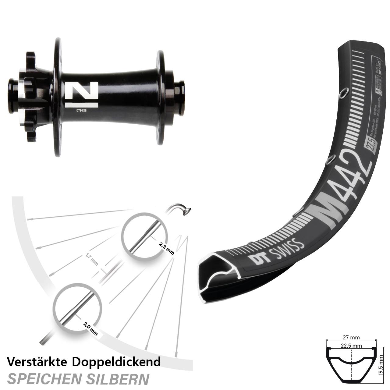 DT Swiss M442 Novatec D791 29 Zoll 6-Loch Vorderrad 15x100