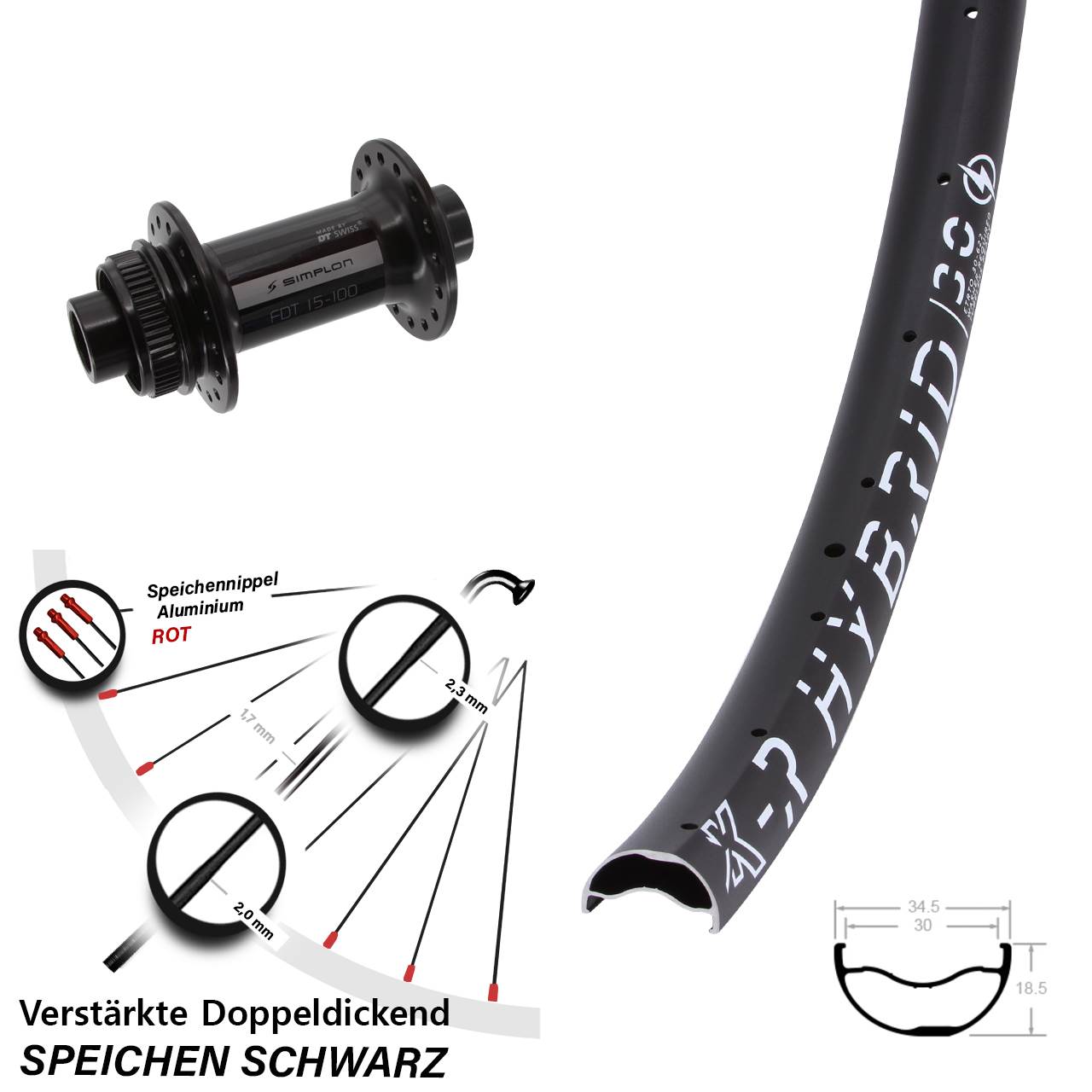 Disc Laufrad 29 Zoll KX-R Hybrid 30 DT Swiss 370 15x100