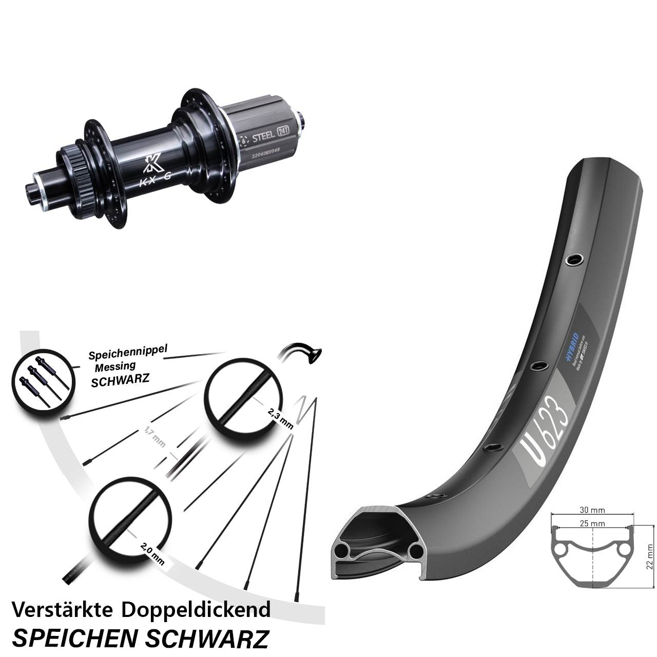 KX-GS 5x135 Centerlock DT Swiss U 623 Disc Hinterrad 29 Zoll Shimano 8-12 fach