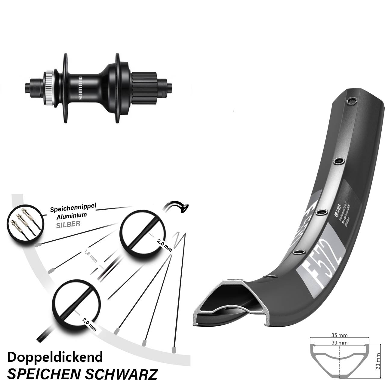 Hinterrad Centerlock für Schnellspanner 650B DT Swiss F 572 Shimano MT500 Micro Spline