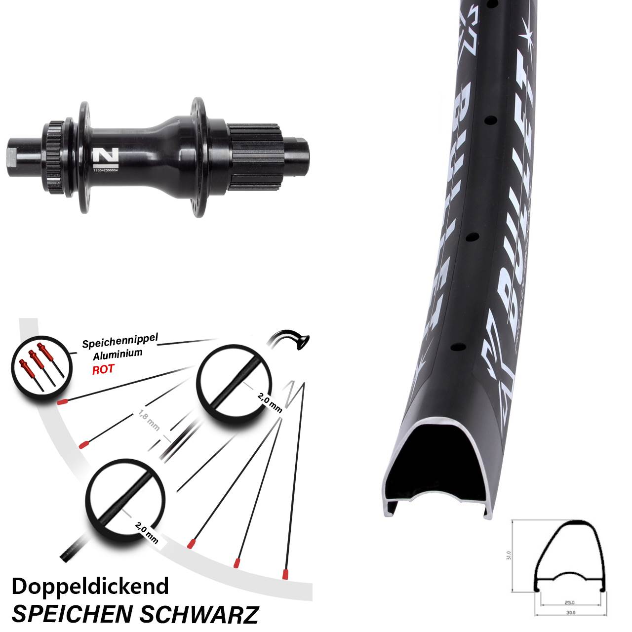 Disc Laufrad 28 Zoll KX Bullet OS Novatec D792SB Shimano Micro Spline 12x142