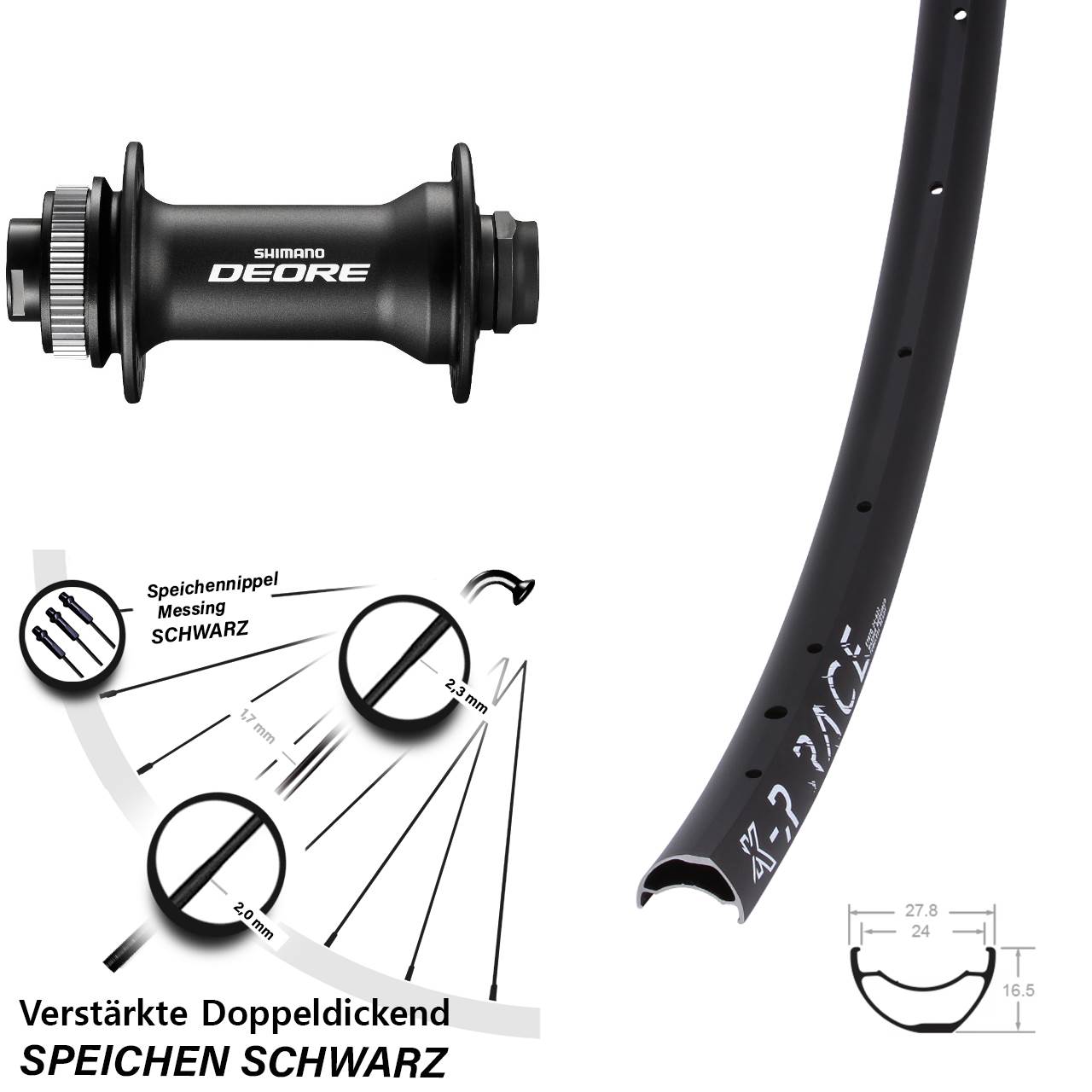 28-29 Zoll KX-R Race Shimano Deore Centerlock Vorderrad 15x110 Boost