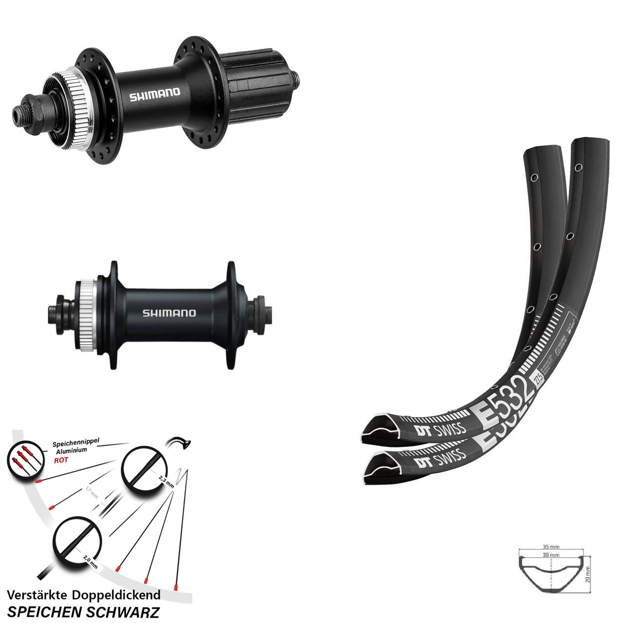 Disc Laufradsatz 27,5 Zoll DT Swiss E 532 Shimano HB-M4050 Alivio 8-11 fach QR