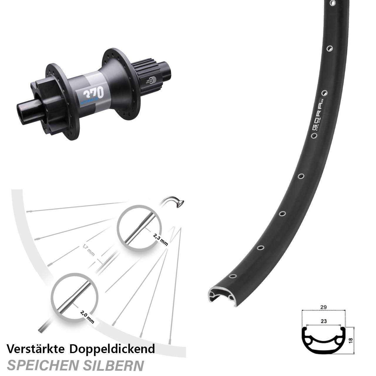 Boost Disc Laufrad 12x148 28-29 Zoll Gora 23 DT Swiss Hybrid 370 Shimano Micro Spline
