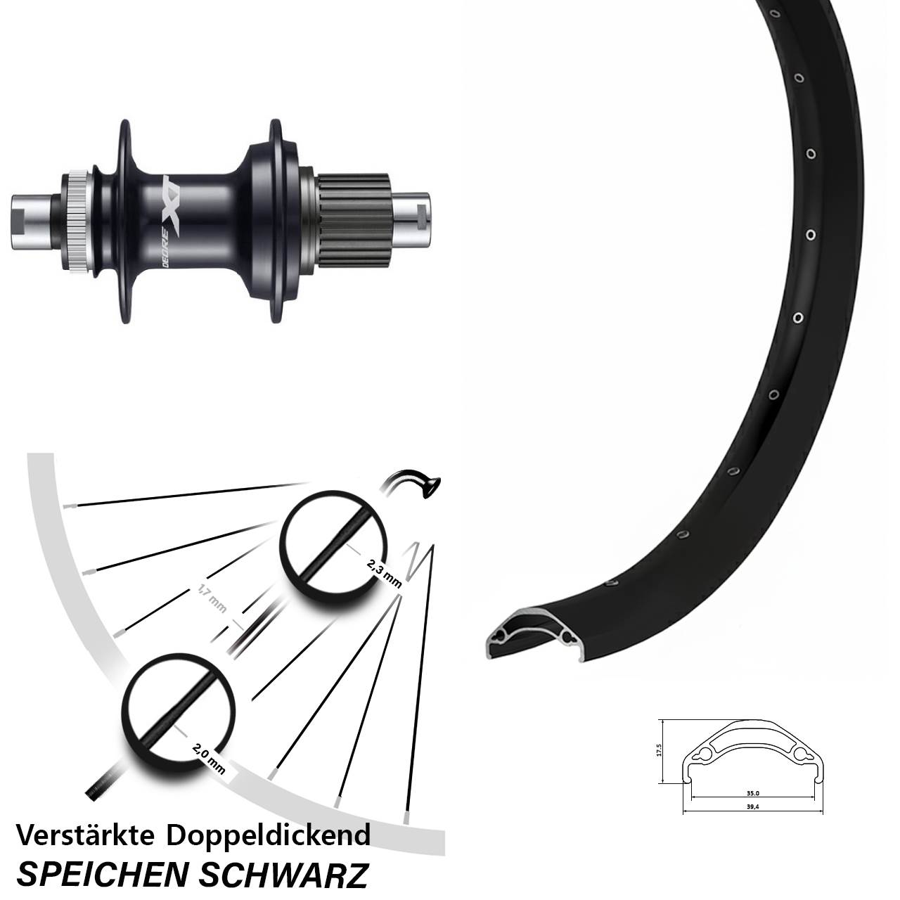 Ryde Disc 35 Shimano FH-M8110 29 Zoll Hinterrad Centerlock 12x142 Micro Spline