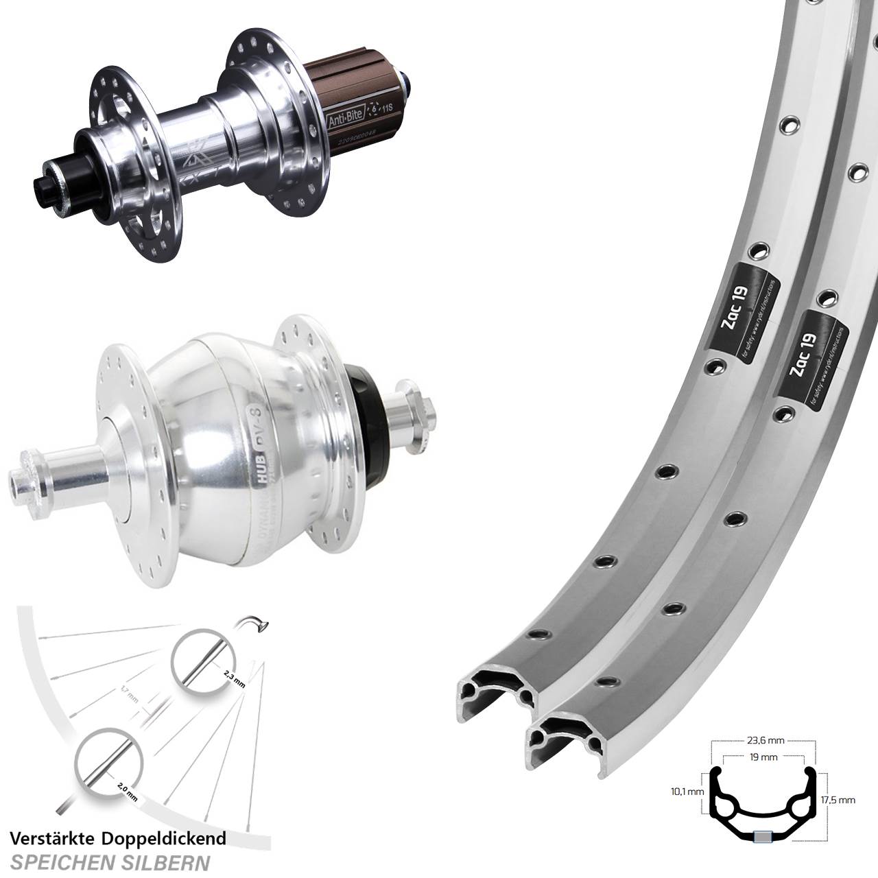 26 Zoll Ryde Zac 19 KX-T Shutter PV-8 Laufradsatz für Schnellspanner 8-12 fach HG