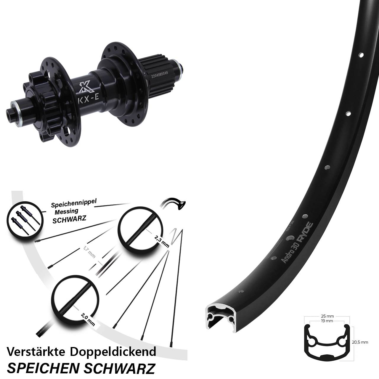 Disc Laufrad QR 28 Zoll Ryde Andra 30 KX-E Shimano Micro Spline