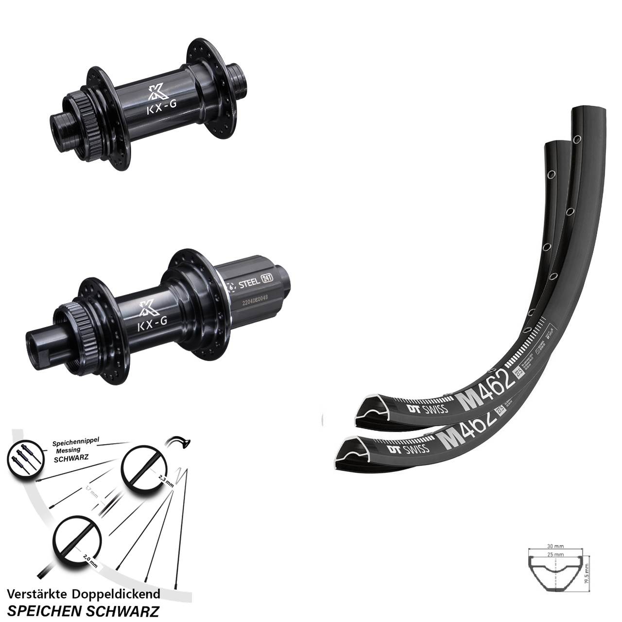 Laufradsatz 650B DT Swiss M462 KX-GS verstärkt 8-12 fach 15x100 12x142