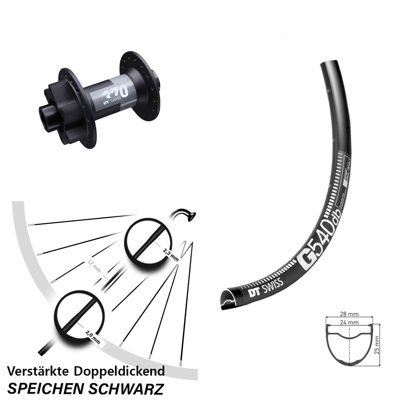 6-Loch Vorderrad 650B DT Swiss G540-370 12x100