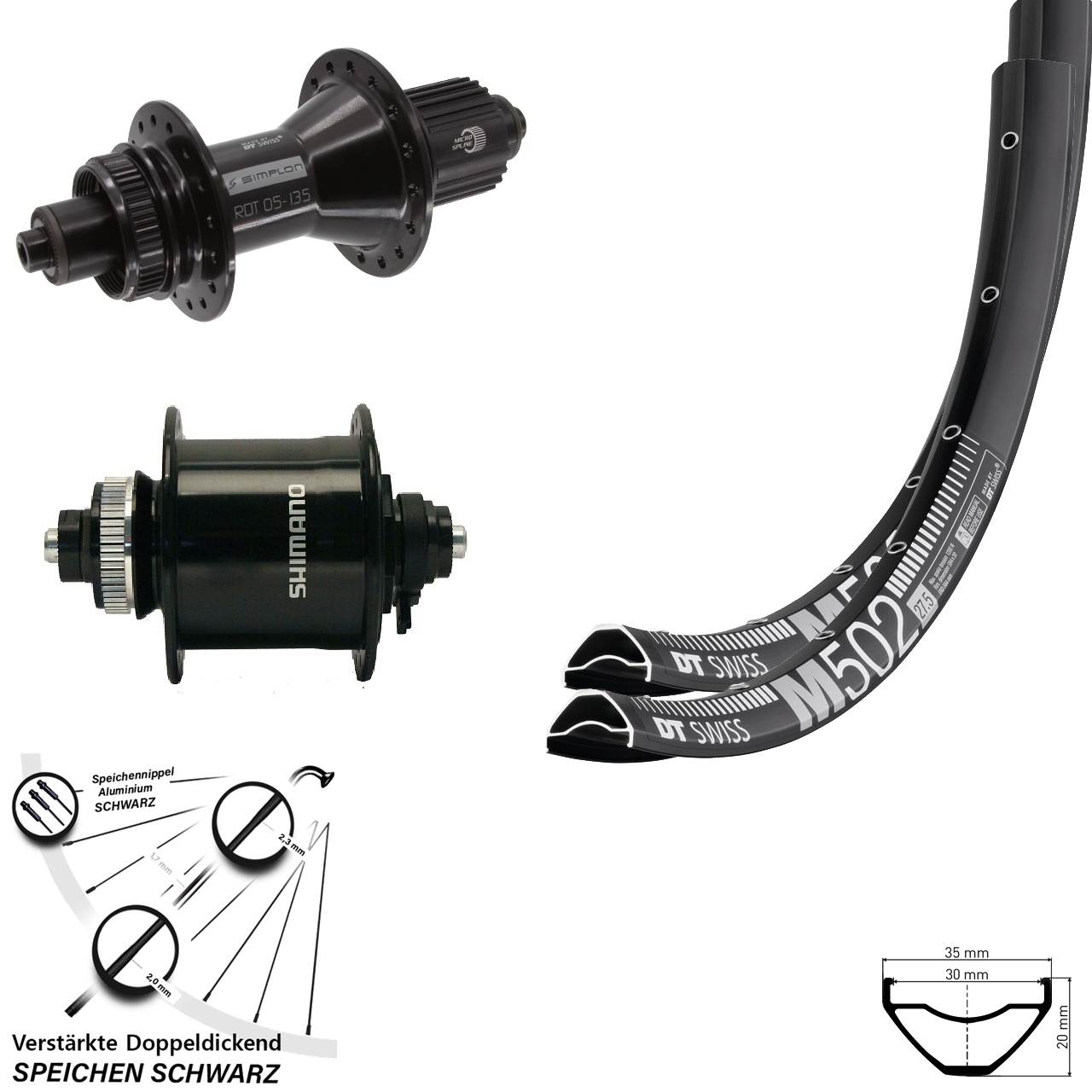 DT Swiss M502-370 Hybrid Shimano UR700 Laufradsatz 29 Zoll Micro Spline