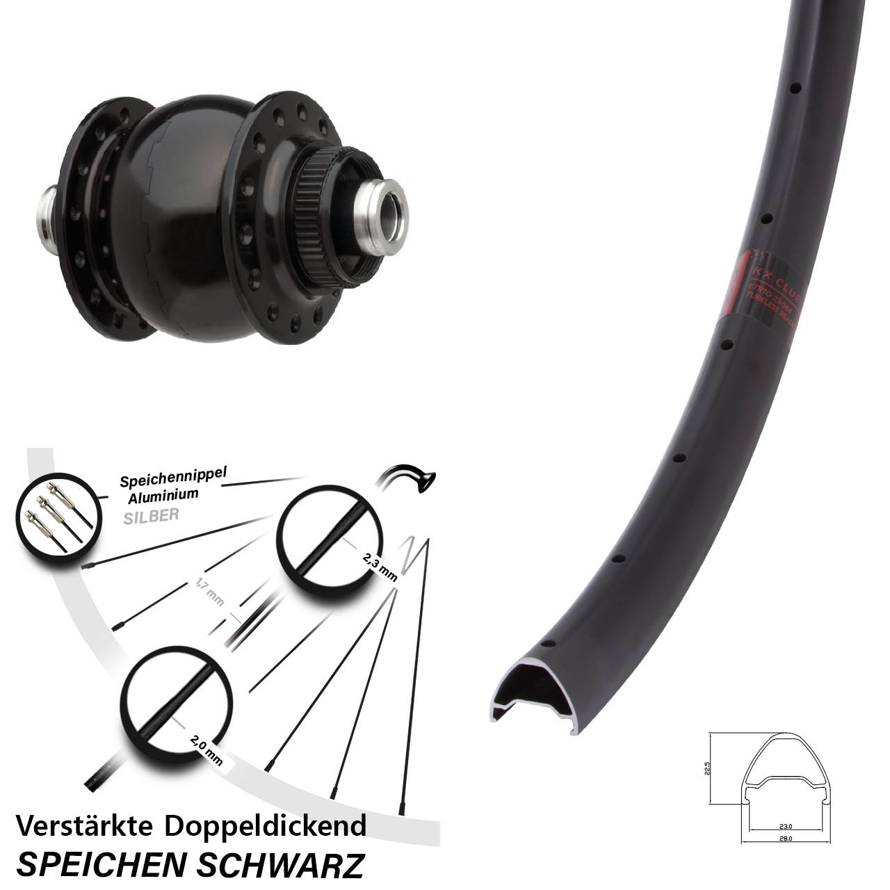 Disc Vorderrad mit Nabendynamo 12x100 29 Zoll KX Clue SON delux