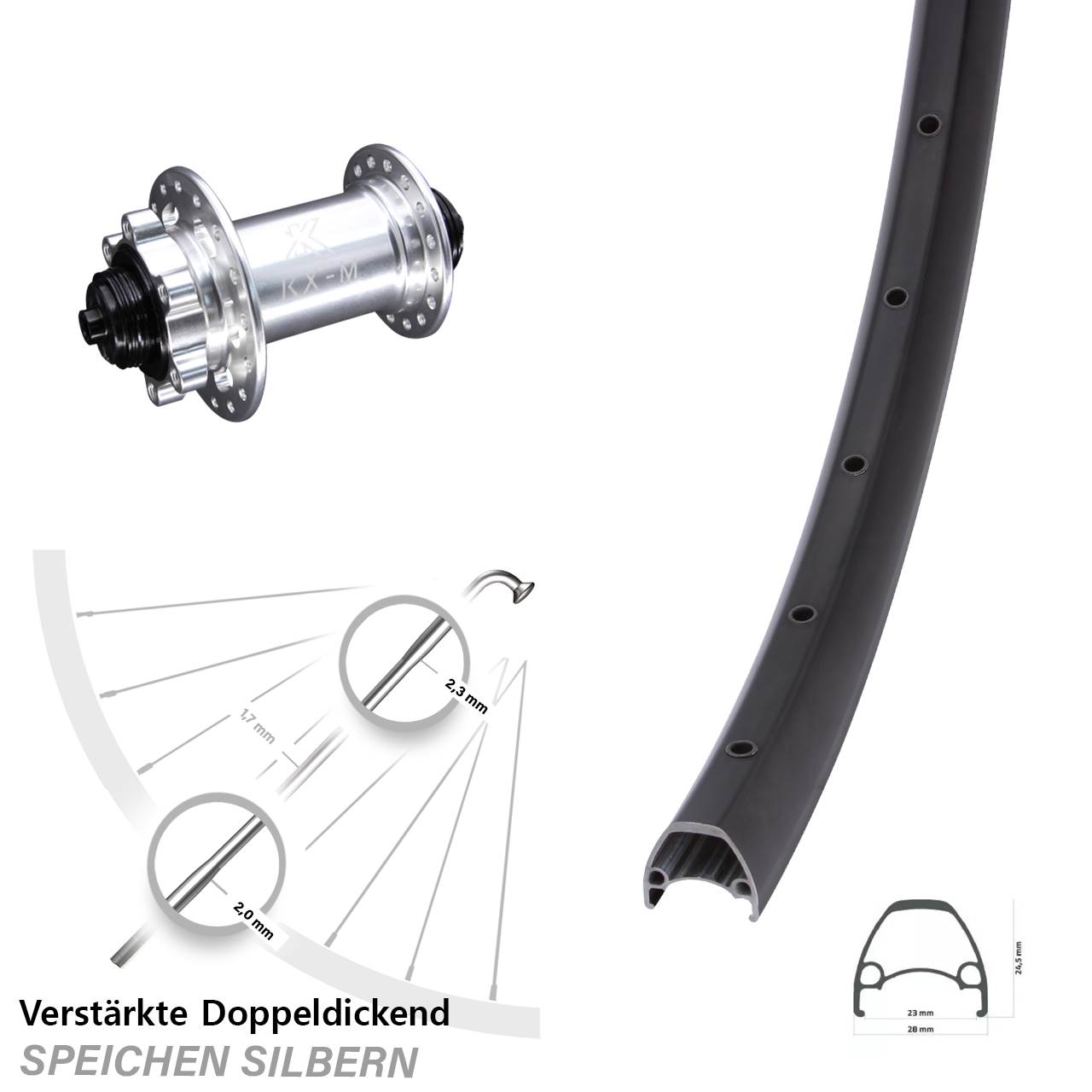 Disc Laufrad 28 Zoll Ambrosio Sport KX-M QR