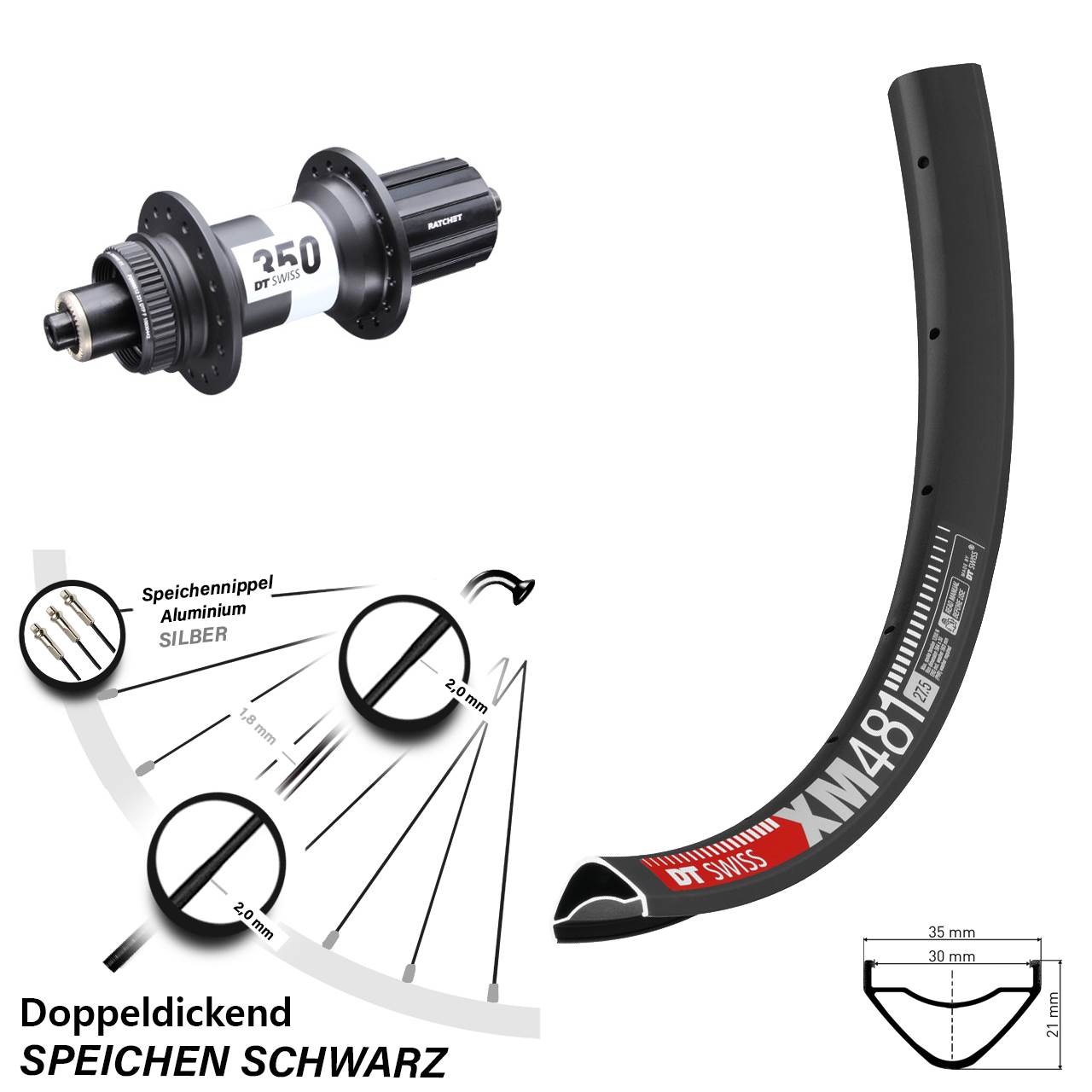 Disc Hinterrad 27,5 Zoll DT Swiss XM 481-350 8-11 fach HG QR Boost