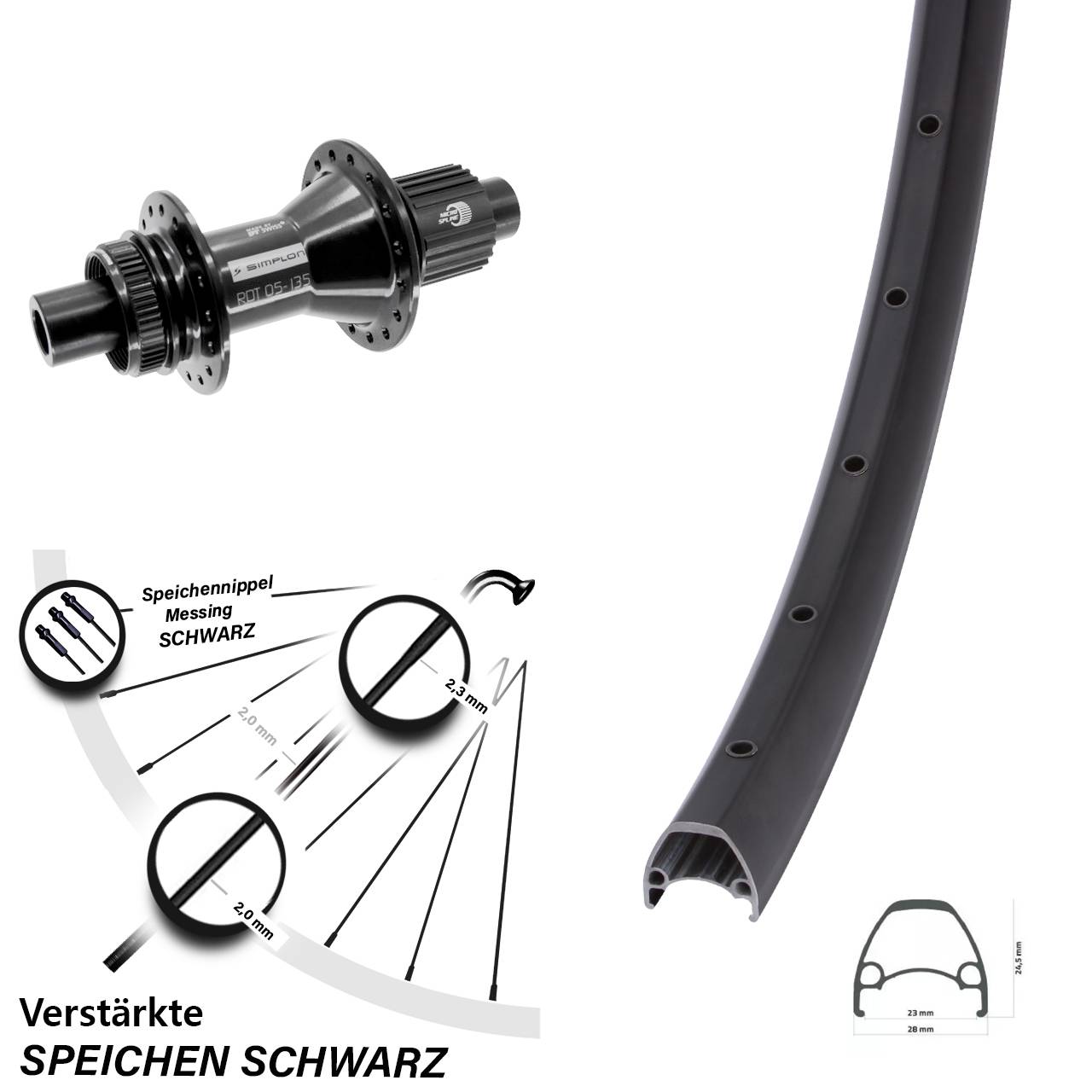 Ambrosio Sport DT Swiss 370 Hybrid 28 Zoll Hinterrad 12x142 Micro Spline CL