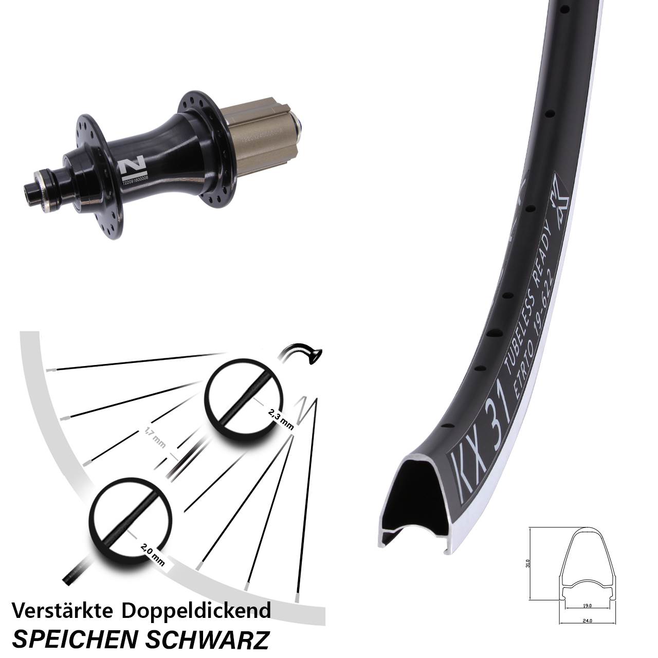 28 Zoll KX 31 Novatec F162 Hinterrad für Schnellspanner Campa 8-12 fach