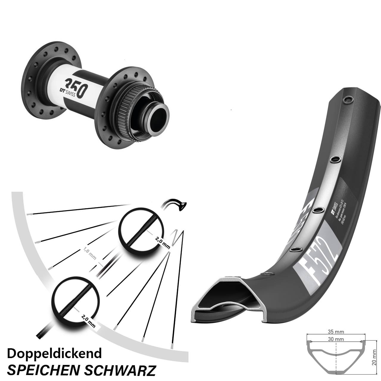29 Zoll DT Swiss F 572-350 Disc Vorderrad 15x110 Boost