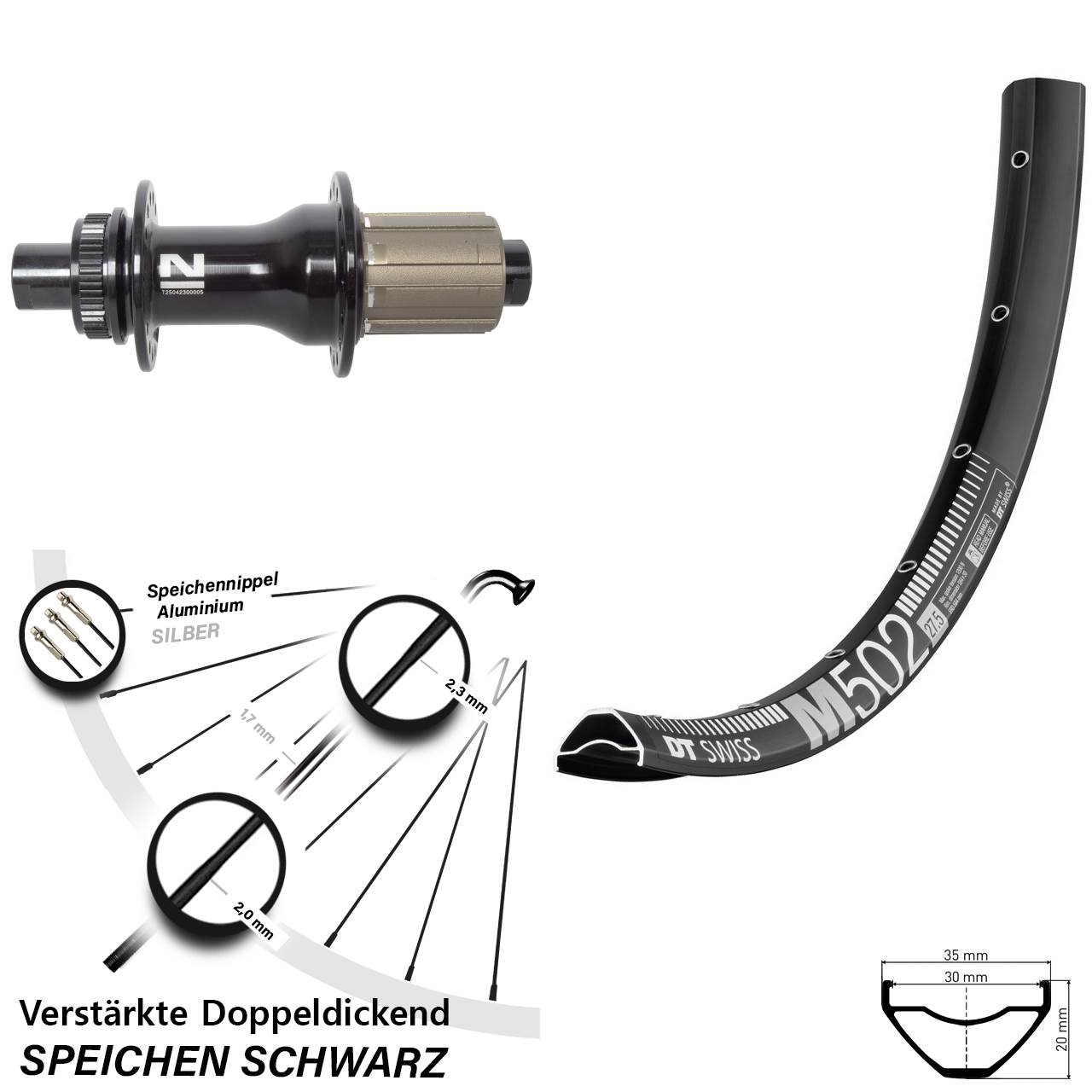 Hinterrad Centerlock 29 Zoll DT Swiss M 502 Novatec D792 8-12 fach HG 12x142