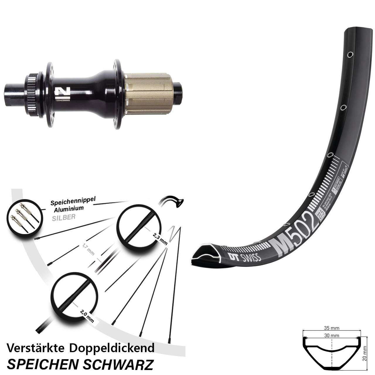 Hinterrad Centerlock 29 Zoll DT Swiss M 502 Novatec D792 8-12 fach HG 12x142
