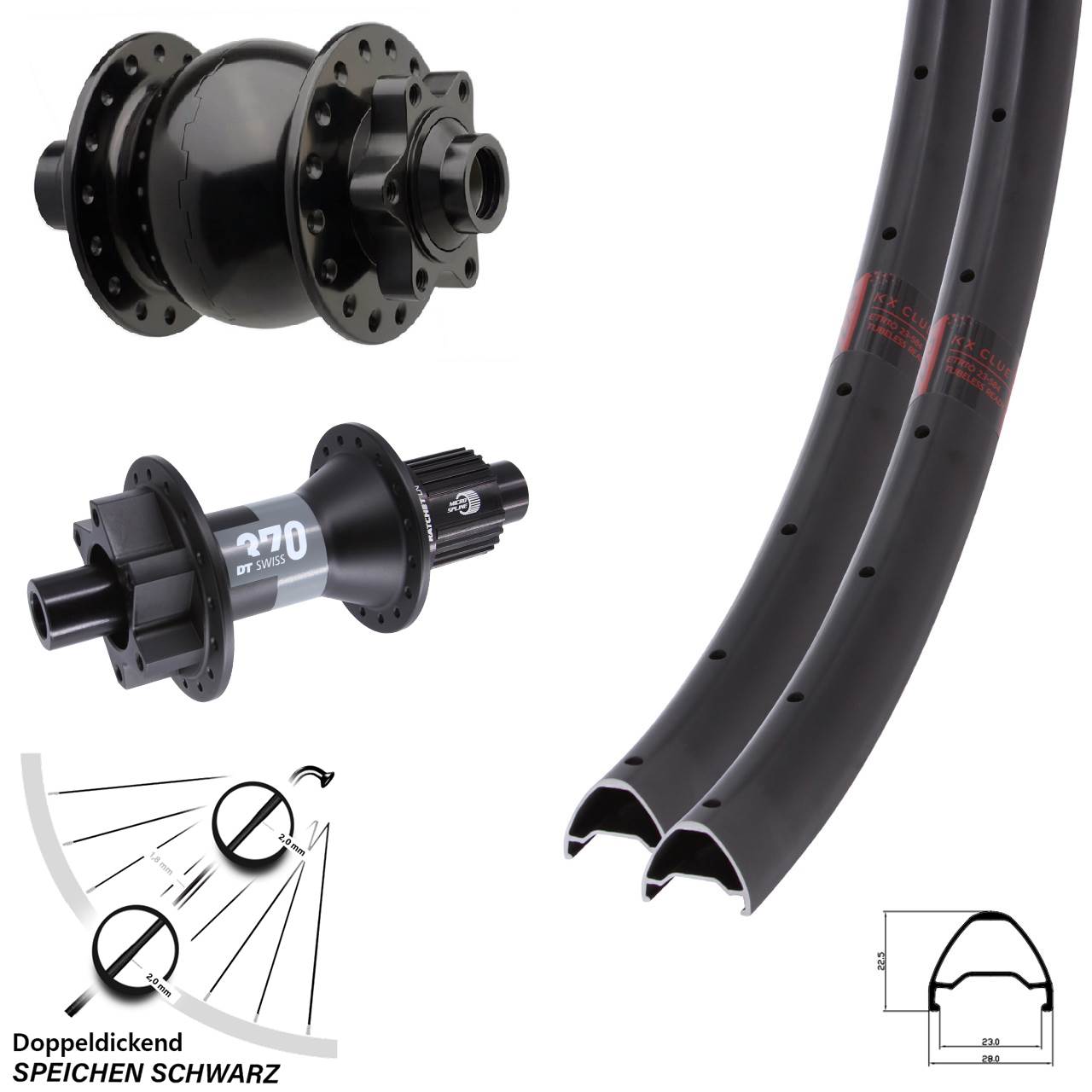 Disc Laufradsatz 15x110 12x148 27,5 Zoll KX Clue DT Swiss 370 SON 28 Shimano Micro Spline