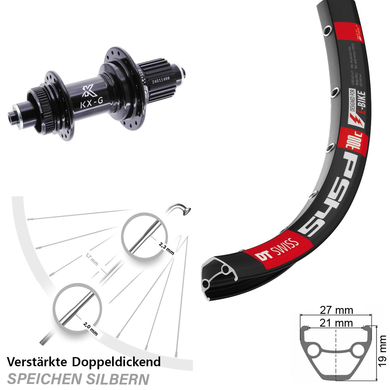 Disc Hinterrad 28 Zoll DT Swiss 545 KX-G Shimano Micro Spline QR