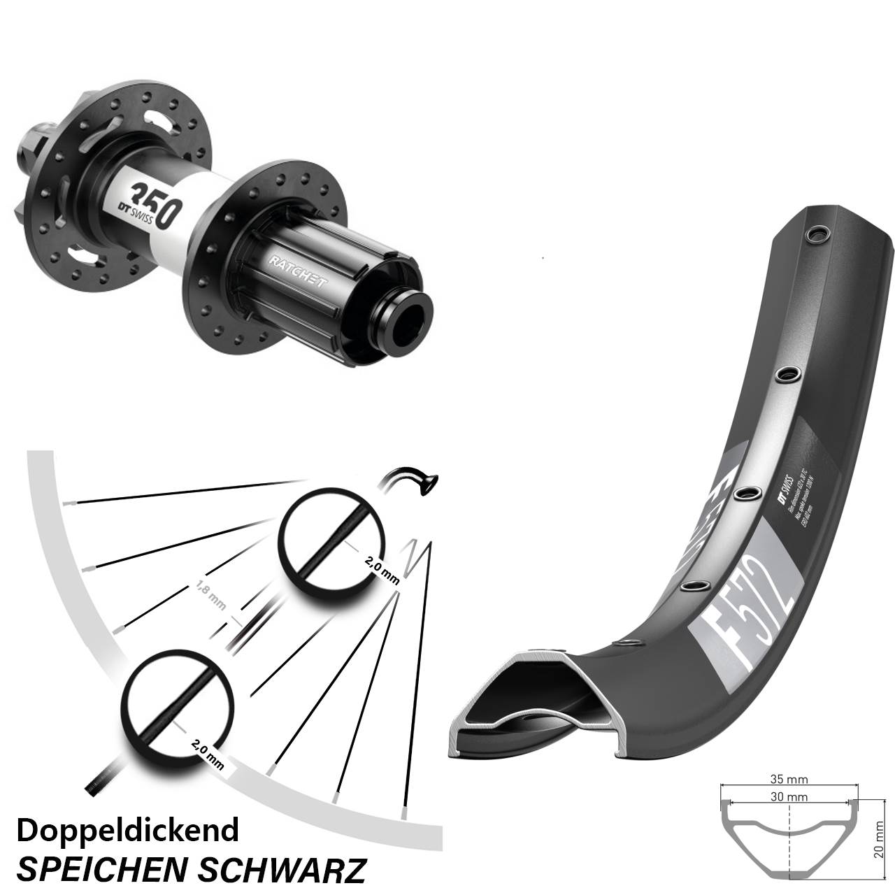 Disc Hinterrad 650B DT Swiss F572-350 8-11 fach HG 12x142