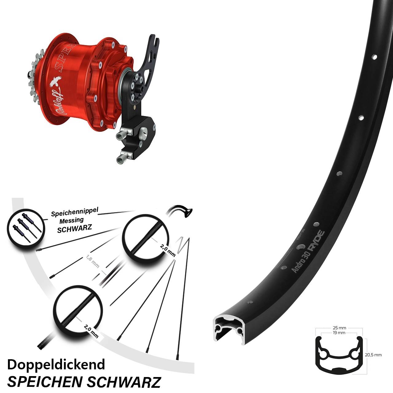 29 Zoll Ryde Andra 30 Disc Rohloff Speedhub CC DB PM rot