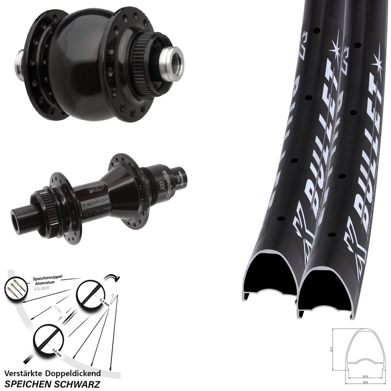 Disc Laufrad-Satz 29 Zoll KX Bullet DT Swiss 370 SON 28 XD 12x100/142